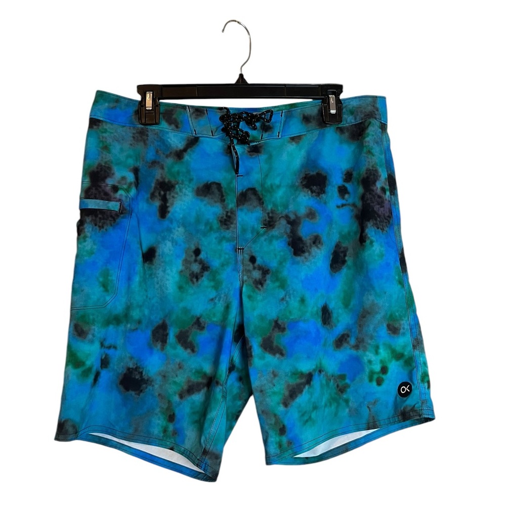 Outerknown Shorts 33 Blue Green Tie Dye Board Drawstring Swimming Trunks - Picture 1 of 7